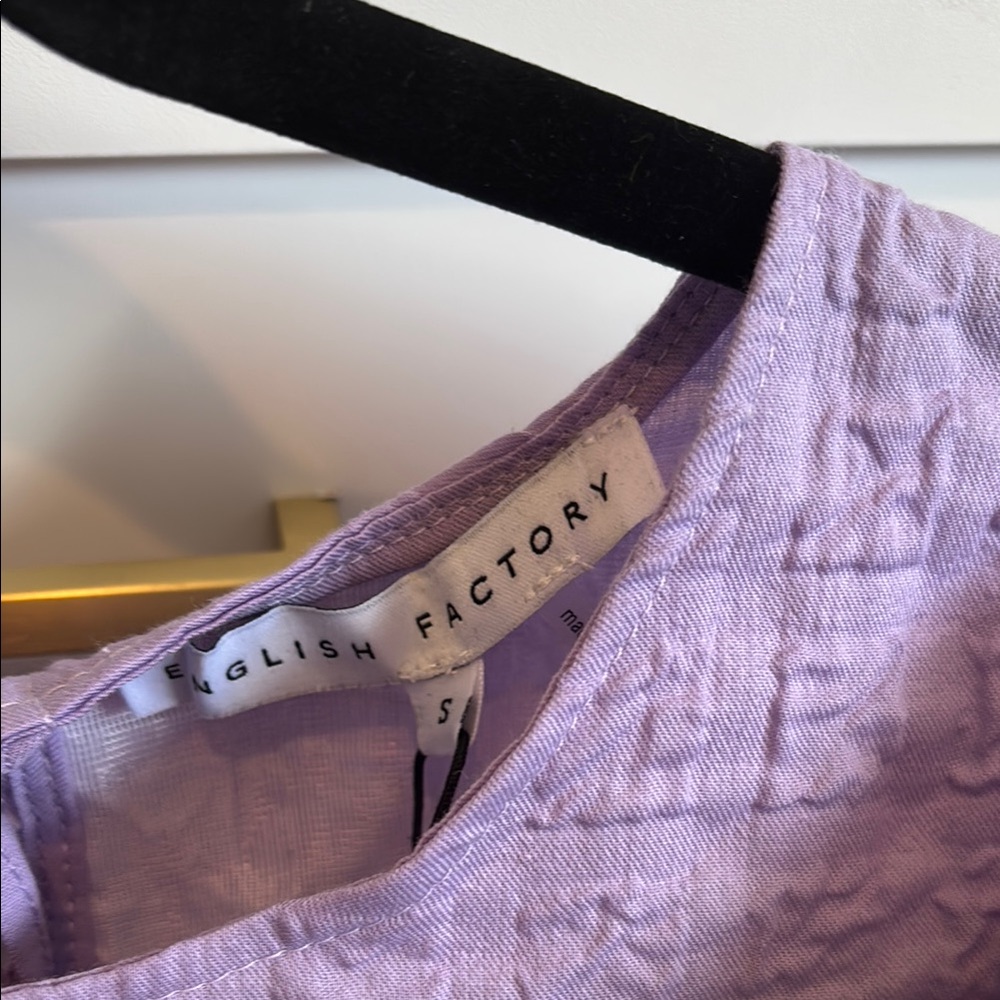 English Factory Lavender Puff Sleeve Textured Dress - Picture 2 of 2